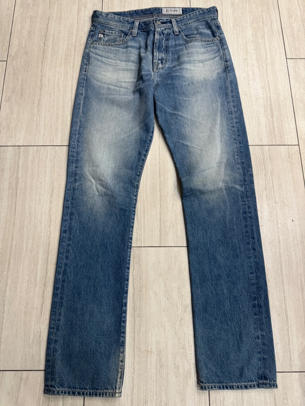 Ag Adriano Goldschmied Men's Straight Leg Denim Jeans - Blue Wash - Picture 3 of 9
